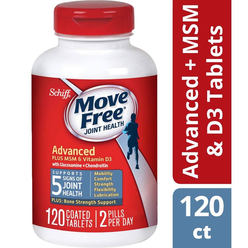 Schiff Move Free Advanced Joint Health MSM + Vitamin D3 with Glucosamine  Chondroitin, Tablets
