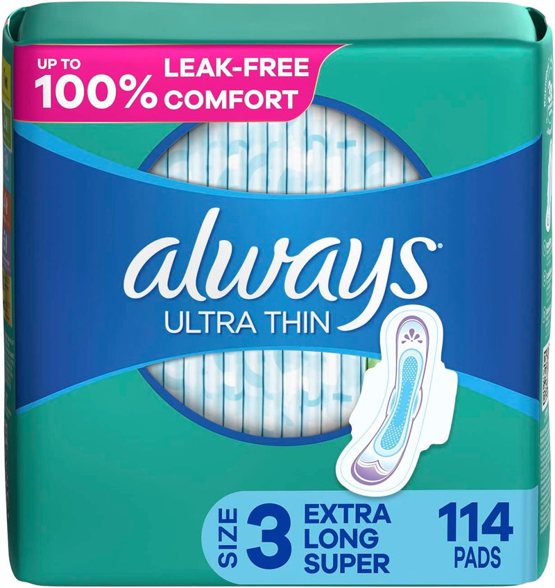 Always Ultra Thin Extra Long Pads with Wings - 114 Count