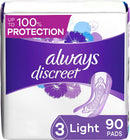 Always Discreet Incontinence Pads Women - Size 3 Light - 90 count