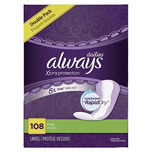 Always Xtra Protection Long Liners- 108 count