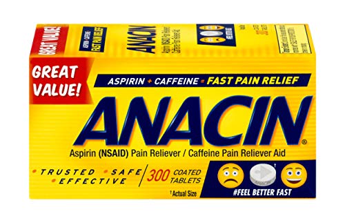 Anacin Caffeine Reliever Aid Fast Pain Relief Tablets 300 count