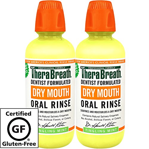 TheraBreath Dry Mouth Oral Rinse 16 Oz Bottle pack Of 2 - Tingling Mint