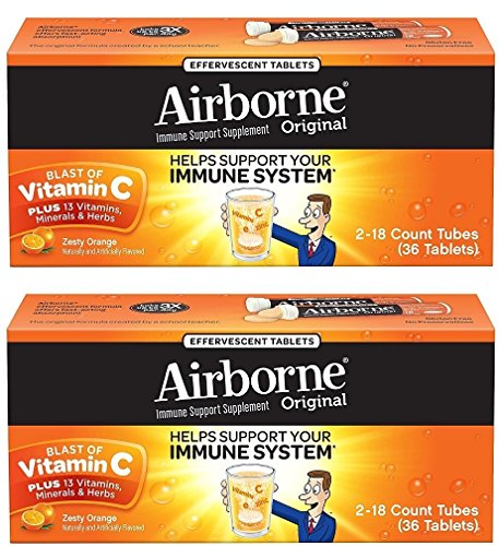 Airborne Zesty Orange Effervescent Vitamin C Tablets- 2 pack of 36