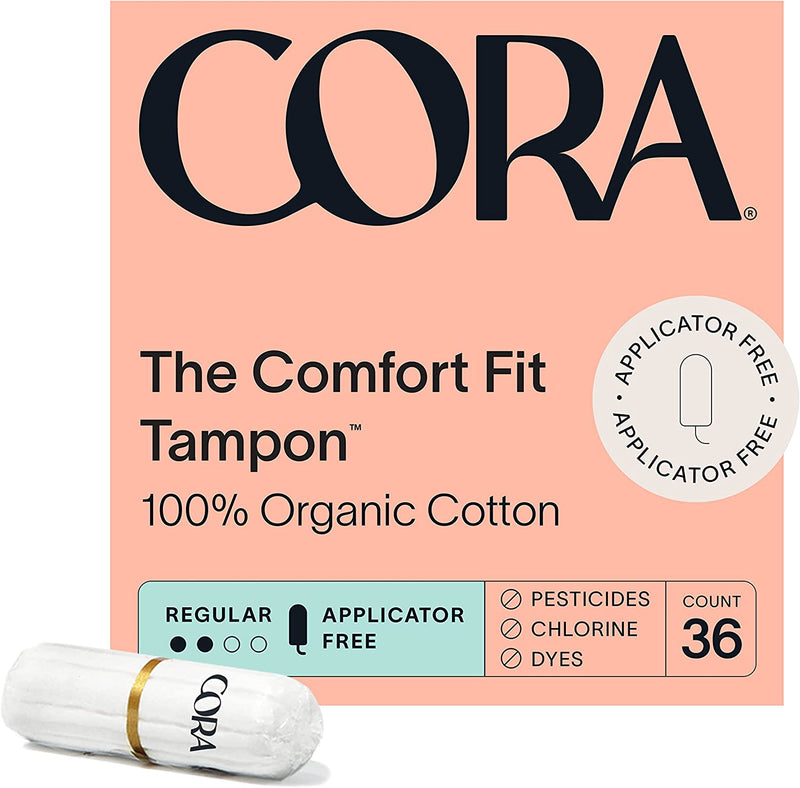 Cora Organic Cotton Non-Applicator Tampons- 36 count