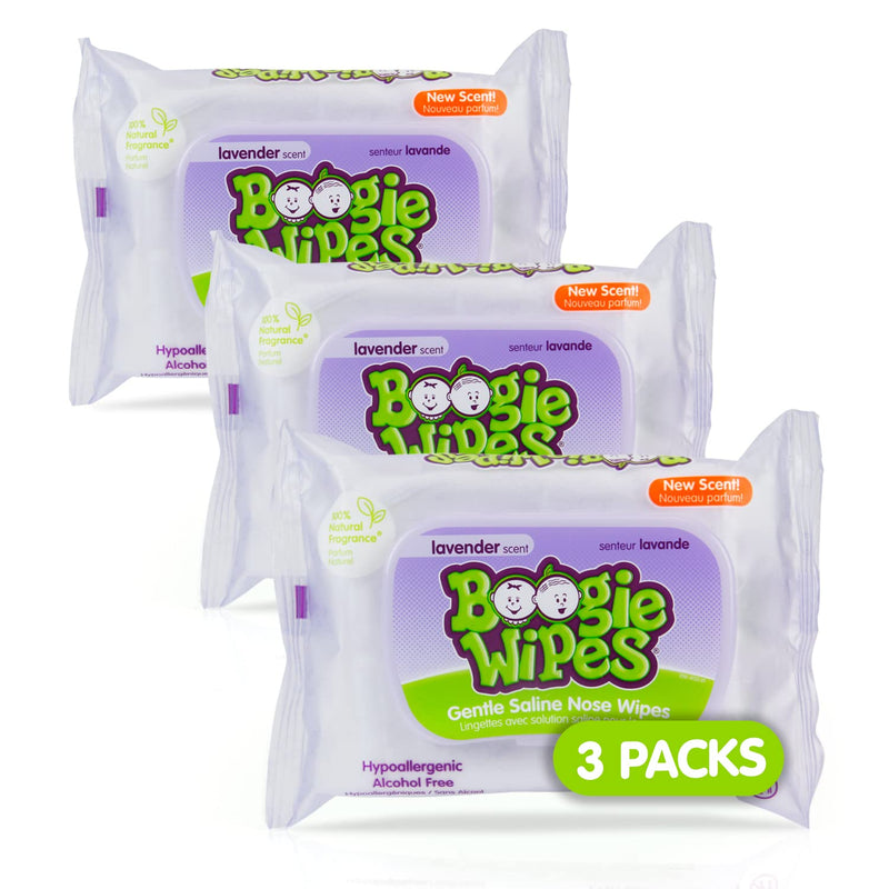 Boogie Wipes Lavender - Pack of 3 (90 Total Wipes)