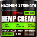 Arvesa Natural Hemp Cream for Muscles, Joints, Back, Knees, Neck, Fingers, Elbows