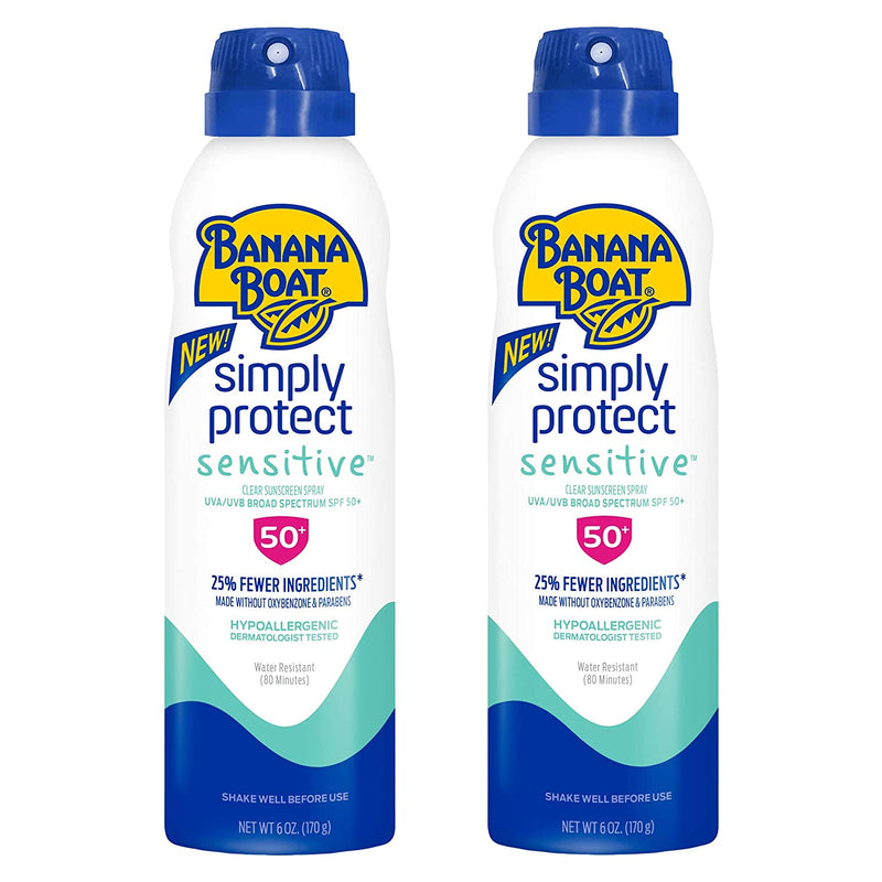 Banana Boat Simply Protect Sensitive Reef Friendly Sunscreen Spray,  SPF 50, 6 oz. ea.  2 pack