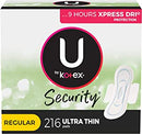 U by Kotex Security Ultra Thin Pads with Wings- 216 count (pack of 6)
