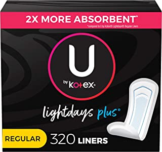 U by Kotex Regular Lightdays PLUS Liners- 320 count (pack of 4- 80 counts)