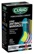 Curad Extreme Hold Antibacterial Fabric Strip Bandages- 20 count